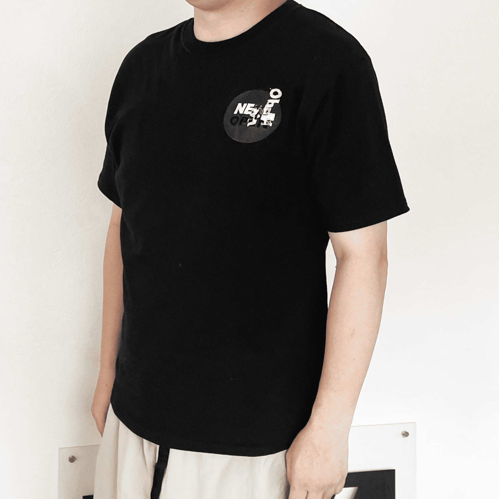 NUKEME×NEW OPEN グリッチ刺繍Tシャツ