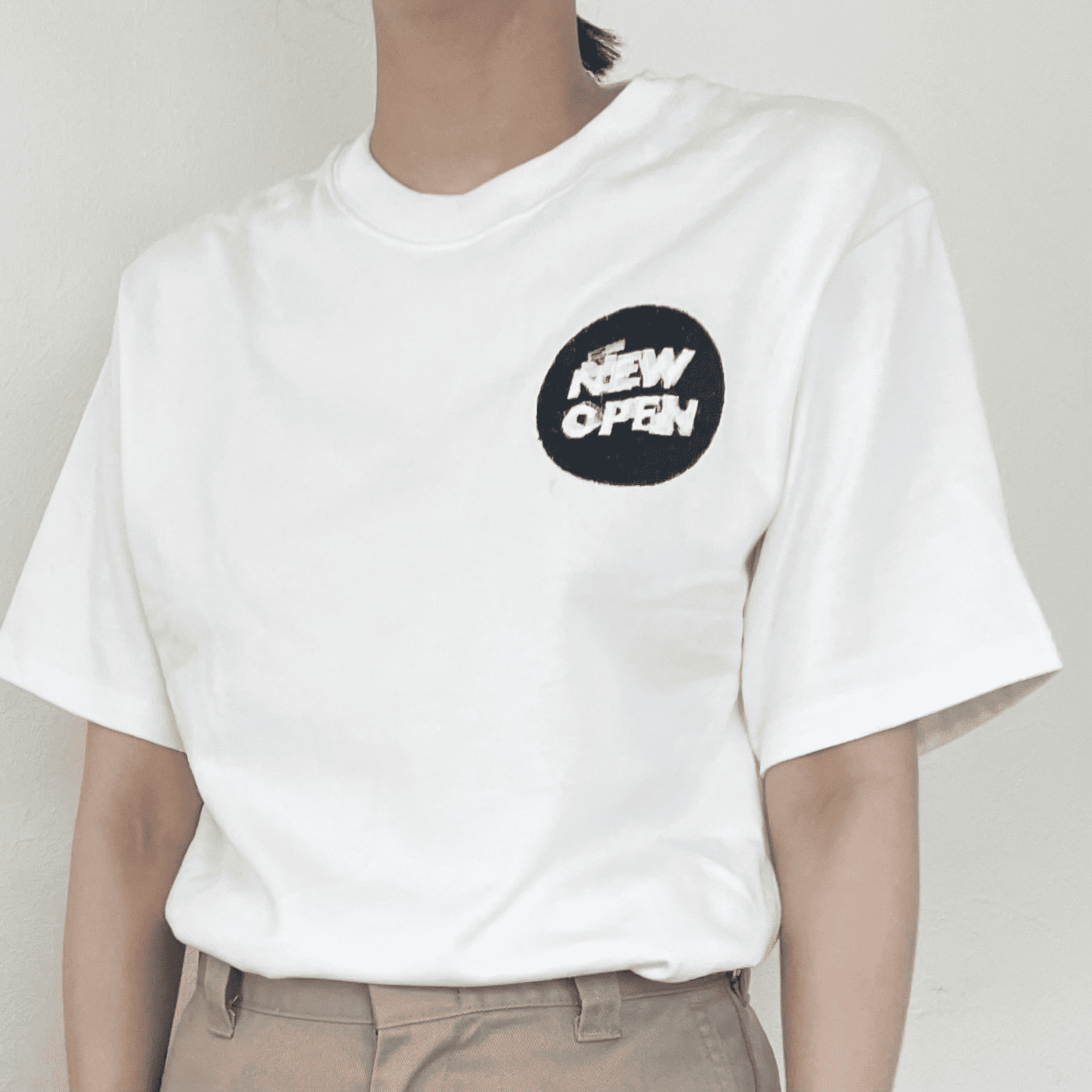 NUKEME×NEW OPEN グリッチ刺繍Tシャツ